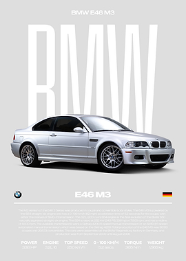BMW E46 M3 Car Poster
