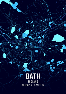 Bath England Midnight City Map