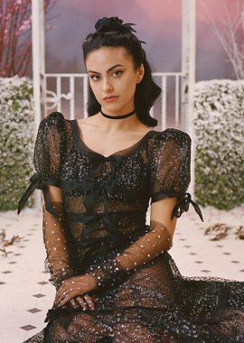 Camila Mendes in a Black Sequin Dress