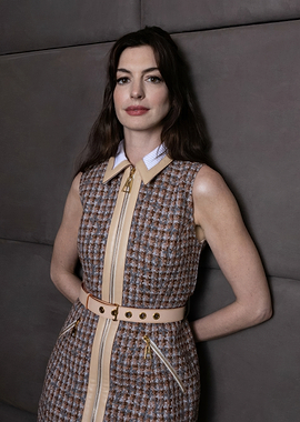 Anne Hathaway in Tweed Dress