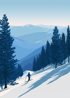 Skier on Snowy Mountain