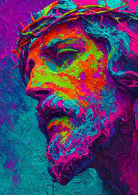 Vibrant Jesus Crown of Thorns Portrait