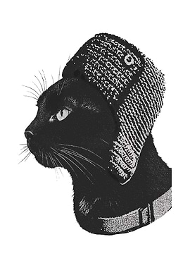 Black Cat Wearing a Hat