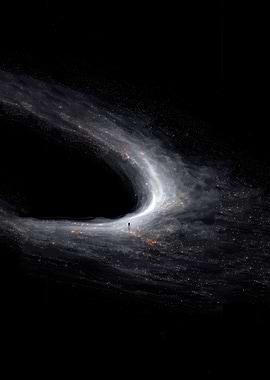 Human figure near a black hole