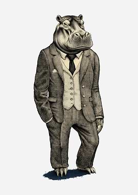 Anthropomorphic Hippo in a Suit