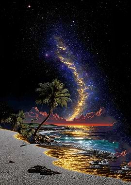 Tropical Beach Under the Milky Way