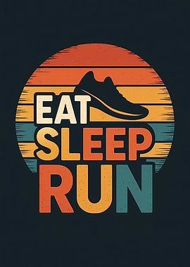Eat Sleep Run Vintage Sunset