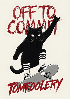 Skateboarding Black Cat