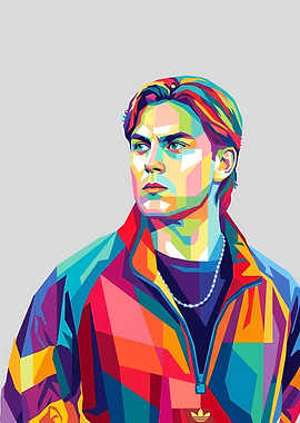 Paulo Dybala Colorful Geometric Portrait