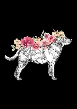 Dog with Floral Crown