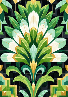 Intricate Floral Art Deco Mosaic Pattern