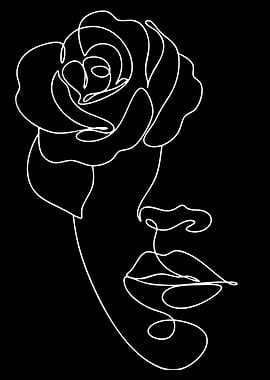 Minimalist Rose Face Line Art