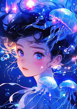 Anime Girl with Jellyfish