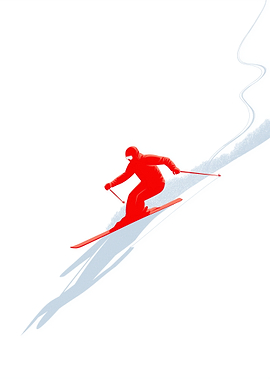 Red skier on a snowy slope