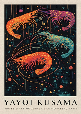 Yayoi Kusama Shrimp Art Poster
