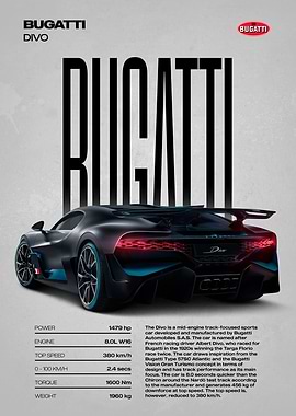 Bugatti Divo Car Poster