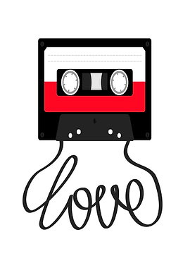 Cassette tape with love word art