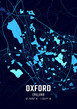 Oxford England Midnight City Map