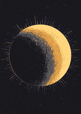 Crescent Moon with Sunburst