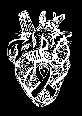 Ornate Heart with Black Ribbon