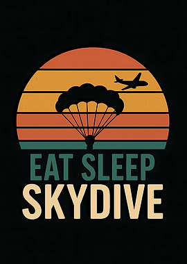 Eat Sleep Skydive Retro Sunset