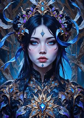 Fantasy Empress with Blue Eyes and Crown