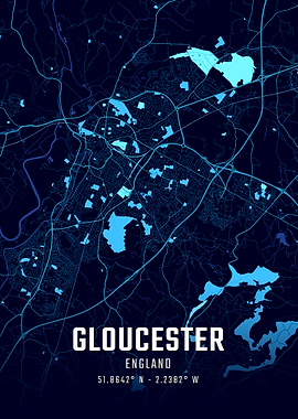 Gloucester England Midnight City Map