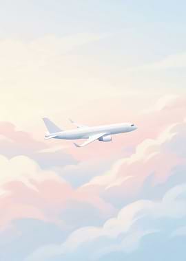 Airplane flying through clouds