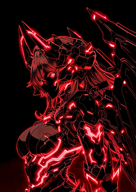 Anime Red Neon Armor