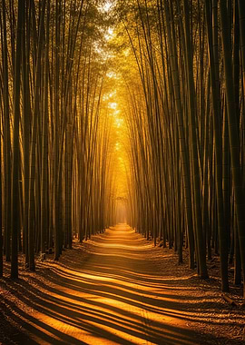 Golden Bamboo Forest Path