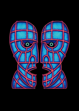 Two abstract heads facing each other