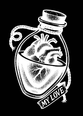 Heart in a Bottle with 'My Love' Banner