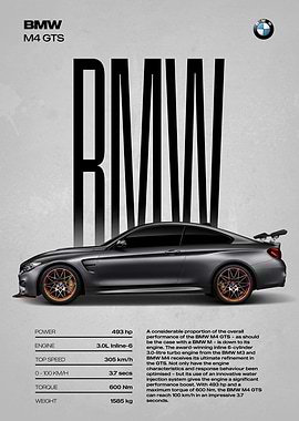 BMW M4 GTS Car Poster