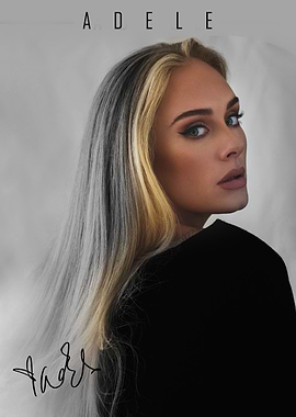 Adele Portrait with Signature