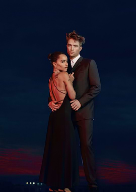 Robert Pattinson and Zoë Kravitz in formal wear
