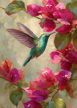 Hummingbird and Bougainvillea
