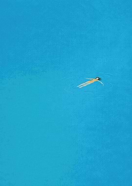 Woman floating in blue water