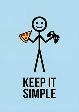Stick Figure with Pizza and Game Controller