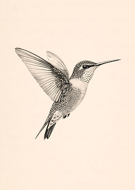 Vintage Hummingbird Wall Art Living Room Bedroom Minimalist Nature Home Decor Gift