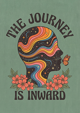 Retro Psychedelic Head with Butterfly