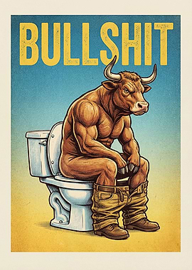 Bull Sitting on Toilet
