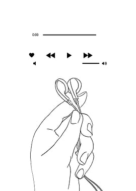 Hand holding heart-shaped earbuds