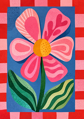 Retro Pink Flower Poster