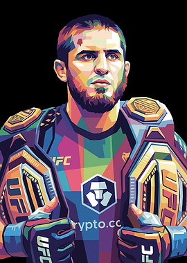 Islam Makhachev with UFC Belts