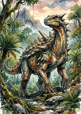 Spiky Dinosaur in Lush Jungle