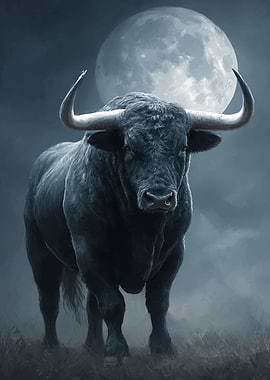Bull Under a Full Moon