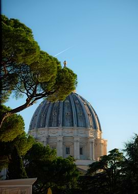 St. Peter's Basilica Dome with Trees