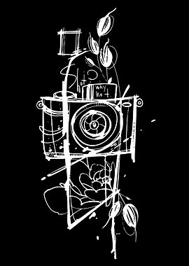 Abstract Camera with Floral Elements