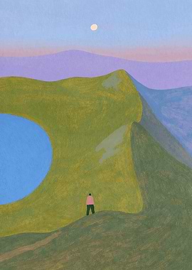 Person overlooking a serene landscape