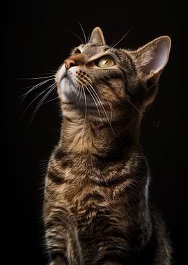 Tabby Cat Looking Up